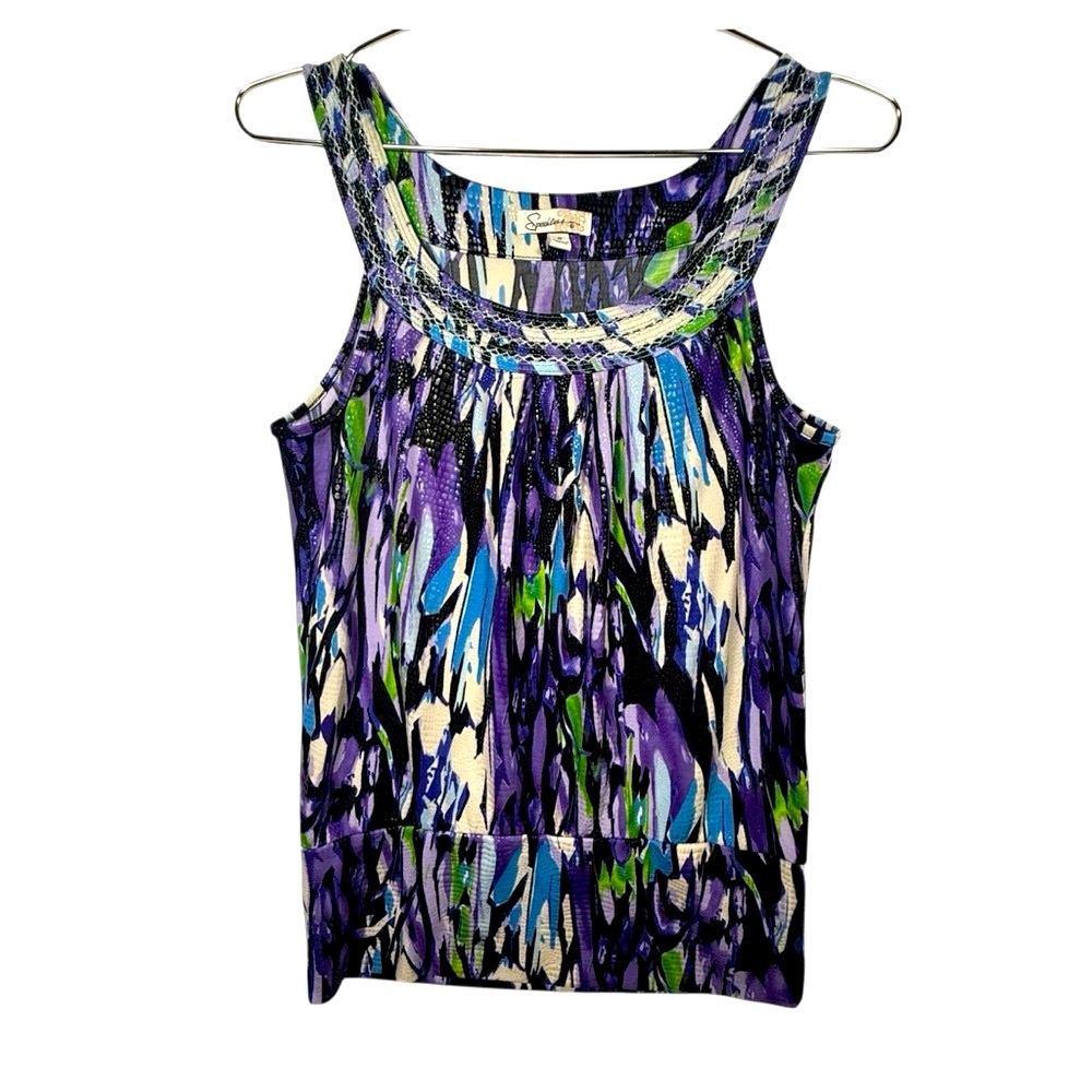 Speechless Purple & Blue Patterned Tank Top Women’s Small Preowned EUC